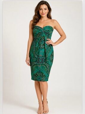 J. Crew Casbah Empire Waist Sweetheart Neck Silk Strapless Paisley Dress Size 10